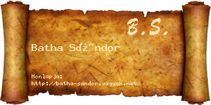 Batha Sándor névjegykártya